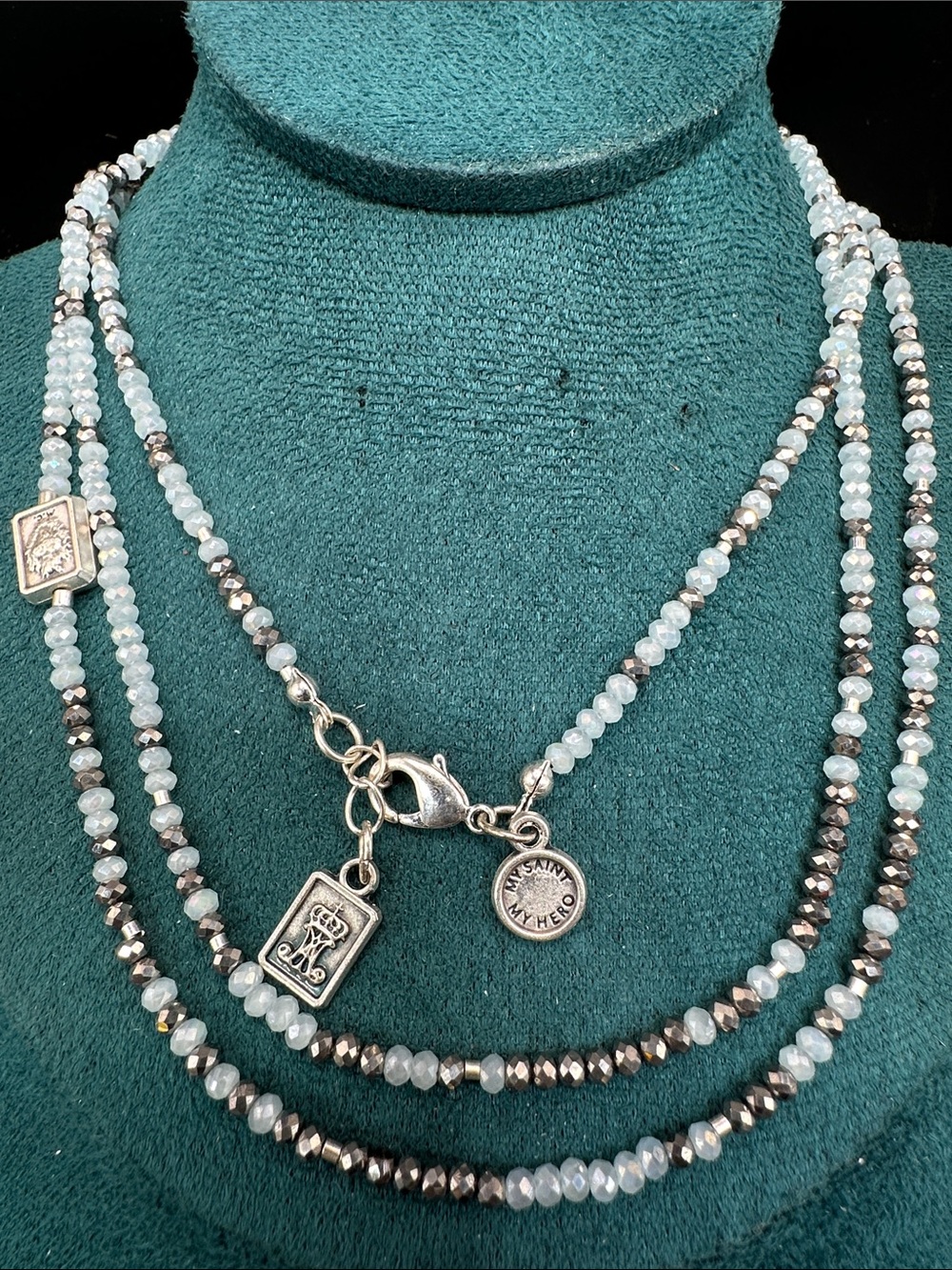 My Saint My Hero Hail Mary Morse Code Prayer Rope Necklace 40” + 2” Extender